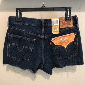 LEVIS 501 Blue Denim Frayed Hem Shorts Size 27